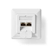 NEDIS Network Wall Box | On Wall | 2-Port Port(s) | CAT6 | Straight | Women | Gold Plated | PVC | White | Box