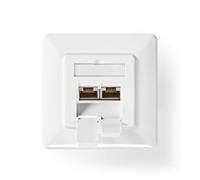 NEDIS Network Wall Socket 70x70 Box Recessed Dual Twin 2 Port(s) CAT7 Shielded - Straight - Female - Gold Plated - White