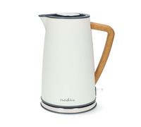Nedis Nordic 1.7L Jug Kettle Soft Touch Scandi Wood Effect 2.2KW Cotton White