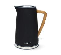 Nedis 1.7L Soft Touch Jug Kettle with Wood Effect Handle, Overheat Protection, Removeable Filter, 2.2KW - Matte Black