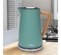 Nedis 1.7L Soft Touch Jug Kettle with Wood Effect Handle, Overheat Protection, Removeable Filter, 2.2KW - Matte Turquoise Green
