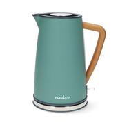 Nedis Nordic 1.7L Jug Kettle Soft Touch Scandi Wood Effect 2.2KW Turquoise Green