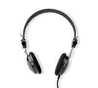 NEDIS Wired Headphones Black, On-Ear Headset with 1.1m Round Cable & 3.5mm Input