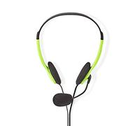 Nedis PC Headset, Stereo Sound with Fold-Away Microphone, Adjustable Headband Fits Every Head, Soft Comfortable Ear Cushions, 2x 3.5mm Jack, 2.00m Cable - Green