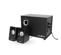 NEDIS PC Speakers with Subwoofer, 2.1 Stereo Sound System, 33W Peak Power, Deep Bass, 3.5mm AUX Connection, USB Powered, for Desktop, Laptop, Console, Phone Audio - Black