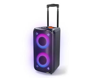 NEDIS Portable Bluetooth Party Speaker, 240W Peak Power, with Mega Bass, LED Lights, 5hr Playtime, Retractable Handle & Wheels, AUX/USB / 6.35mm Mic Input for Karaoke