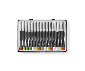 Nedis Precision Screwdriver Set, with The Most Common Screw Heads in Different Sizes, Swivel Top Handles for Accurate Use, 15-Piece, Flat/PH/Torx/Hex - Multi Colour