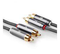 Nedis Pro Rca Twin Double Phono Cable 2 X Male To 2 X Male Braided Lead Amp Gold 1M