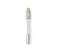 Nedis Profigold USB-C Adapter, 3.5mm Female to USB-C Male, Ultra Performance Media Interconnects for Audio Transfer Between Devices, Aluminium Housing, Braided Nylon Cable - Silver, 8cm