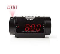 Nedis Retro Projection Digital Alarm Clock Radio, 0.9" Lcd Display, Sleep And Snooze Function, Dual Alarm, And 20 Presets - Black