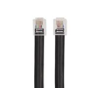 NEDIS RJ12 Telecom Cable, 1.0m, Black - Crossed Flat PVC Cable for Connecting a Telecom Device to a Local Telecom Network