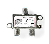 NEDIS Satellite Combiner, Combine a Satellite Signal with a Cable TV Signal, Sat/UHF/VHF, Equipped with Power Pass 18V, F-Connector, 2 Inputs 1 Output, Zinc, 75 Ohm