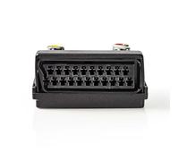NEDIS SCART Adapter - SCART Male - S-Video Female/SCART Female / 3x RCA Female - Nickel-Plated - Switchable - ABS - Black - Pack of 1 - Box