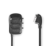 SCART Switch Box - SCART Plug - 3X SCART Socket - Nickel Plated - Maximum Resolution: 800x480-0.50 m - Round - PVC - Black - Box