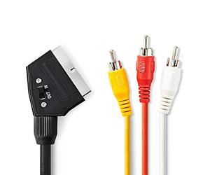 Nedis SCART to RCA Cable, Durable Connector, Angled Design, 2.00m - This Nedis SCART Cable Is Suitable for Connecting Devices Such as Your VCR to Your TV