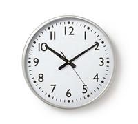 NEDIS Large Wall Clock, Circular Design, Easy-to-Read Big Numbers, Quartz Movement for Accuracy, Black on White Face, 38 cm, Battery Powered, Easy to Hang - White Face/Silver Edge