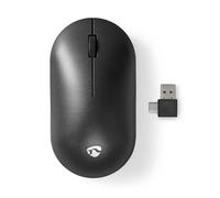 NEDIS Silent Wireless Rechargeable Mouse, 3-Button Both-Handed Design, USB-A/C Nano Dongle with Magnetic Storage, 1200 DPI High Precision, Energy-Saving On-Off Button
