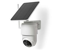 NEDIS Smart Wi-Fi Outdoor Solar Security Camera, Full HD 1080p, Floodlight & Colour Night Vision, Pan & Tilt, Motion Detection, Auto-Tracking, AI Human Detection, 2-Way Audio - White
