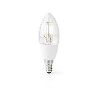 Nedis Smartlife LED Filament Bulb E14 Candle, Warm White 2700K, Wi-Fi Enabled, Dimmable, Voice Control Compatible with Amazon Alexa and Google Home, Clear Glass