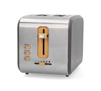 Nedis Soft Touch Toaster 2 Wide Slots for Toast Bagels Muffins, 6 Settings Grey