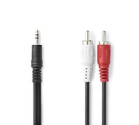 NEDIS Stereo Audio Cable, 3.5mm Male to 2x RCA Male, Noise-Free Audio Transmission, 1.0m, Nickel-Plated, PVC - Connect MP3 Player or Mobile Phone to Speakerset or Amplifier