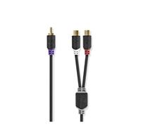 Nedis Subwoofer Audio Cable RCA Male to 2 RCA Female 0,2m, Charcoal-grey