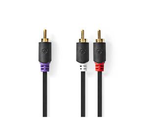 Nedis Subwoofer Audio Cable RCA Male to 2 RCA Male 3m, Anthracite grey