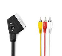 NEDIS Switchable SCART Cable, SCART Male - 3x RCA Male, Black, 2.0 m