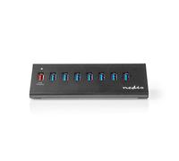 Nedis USB 3.0 Hub, 7x USB 3.0 Ports + 1x QC3.0 Fast Charging Port, High-Speed Data Transfer Up to 5Gbps, Aluminium Housing, LED Activity Light, Mains or USB Powered