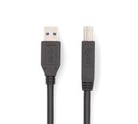 NEDIS USB-A Male to USB-B Male Cable, Durable PVC Connectors, Copper Cores, Supports 5Gbps Transfer Rate, 2.0m