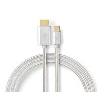 Nedis USB-C™ Adapter Cable, Fabritallic Series, USB 3.2 Gen 1, Ultra Performance Media Interconnects, 4K UHD 60Hz, Gold-Plated Connectors, Braided Nylon, 2.0m