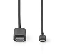 NEDIS USB-C Adapter - USB 3.2 Gen 1 - USB-C Male - HDMI Male - 4K @ 60Hz - 1.00 m - Round - Nickel Plated - PVC - Black - Label