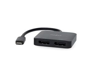 Nedis USB-C™ to Dual DisplayPort Adapter Hub, Connect Two DisplayPort Monitors to USB Type-C Laptop or Notebook, 4K UHD 60Hz MST Technology, Plug & Play - 0.20m Cable