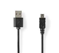 NEDIS USB Cable 2.0, Mini 5-Pin Male to USB-A Male, 2m - Durable Connector and Copper Cores for Reliable Data Transmission