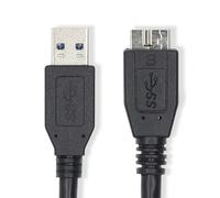 NEDIS USB Cable USB-A to USB Micro-B 1.0 m, Durable Connector for Firm Connection, Copper Cores for Reliable Data Transmission, USB 3.2 Gen 1 Superspeed 5 Gb/s