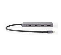 Nedis USB Hub 4-Port USB 3.2 Gen 2, 2x USB-A 3.2 Gen 2, 2x USB-C 3.2 Gen 2, 10Gbps Data Transfer - USB-C™ Powered Aluminium Hub for Notebook