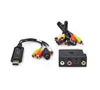 Nedis Video Grabber USB 2.0 Capture Device, for Digitising Analog Video Recordings from VCRs Camcorders with SCART S-Video Composite Cable - Black