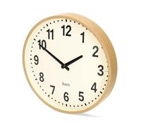 NEDIS Wall Clock, 30cm Wooden Analogue Design, Silent Non-Ticking Quartz Movement, Large Easy Read Digits for Home and Office - Natural Wood