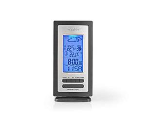 Nedis Weather Stations with Outdoor Sensor Wireless Indoor Outdoor Thermometer Hygrometer, Temperature and Humidity Monitor with Weather Forecast, Date Time Alarm
