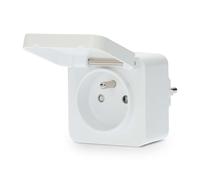 Nedis Wi-Fi Connected IP44 Wattmeter 3680W Type E with Flap, White