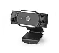 NEDIS Wired USB Webcam with Built-in Noise Suppressing Microphone, 2K Quad HD 2592x1944p 30fps, Wide-Angle Lens for Video Calls, Clip or Desk Mount, Tripod Compatible - Black