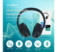 Nedis Smart Hybrid ANC/ENC Headphones 28 hr Playtime EQ Modes & Voice Control
