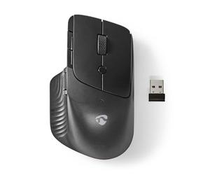 NEDIS Wireless Ergonomic Optical Mouse, 6 Buttons with Dual Scroll Wheels, USB Nano Receiver, Adjustable DPI up to 1600, Battery Powered (1x AA/AAA)