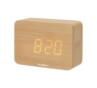 Nedis Wooden Desk Alarm Clock with LED Display and Snooze Function, Brown