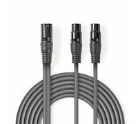 Nedis XLR Stereo 2x Female 1x Male Microphone Mic Lead Patch Cable Splitter 1.5m