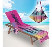 NedLoN Hawaii Sun Lounger Beach Towel with Pockets, Summer Beach Chair Cover 3D Chaise Lounge Towel Cover Sunbed Towels For Holiday Garden Outdoor Pool, Soft and Quick Dry