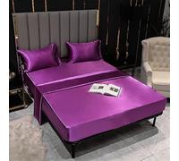 NEDLON Mulberry Silk Fitted Bed Sheet with Elastic Band Anti-slip Adjustable Mattress Cover for Single Double King Queen Bed