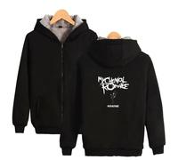 NEDLON Thicken Sweatshirt My Chemical Romance Hoodie Adult Zippered Jacket Long Sleeve Loose Fit Winter Hooded Sweatershirts(Black,XL)