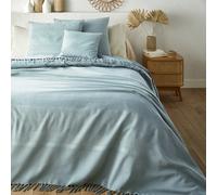 Nedo Fringed Cotton Bedspread pale green