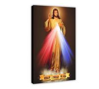 NEDOES Divine Mercy Love Jesus Christ Motivational Poster Canvas Poster Wall Art Decor Print Picture Paintings for Living Room Bedroom Decoration Frame-style 08x12inch(20x30cm)